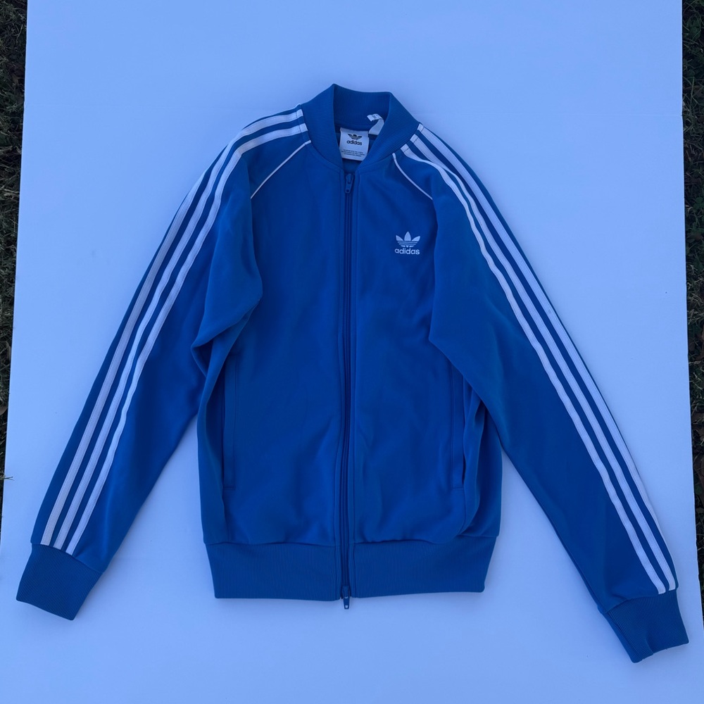 Adidas Royal Blue Track Jacket with White Stripes